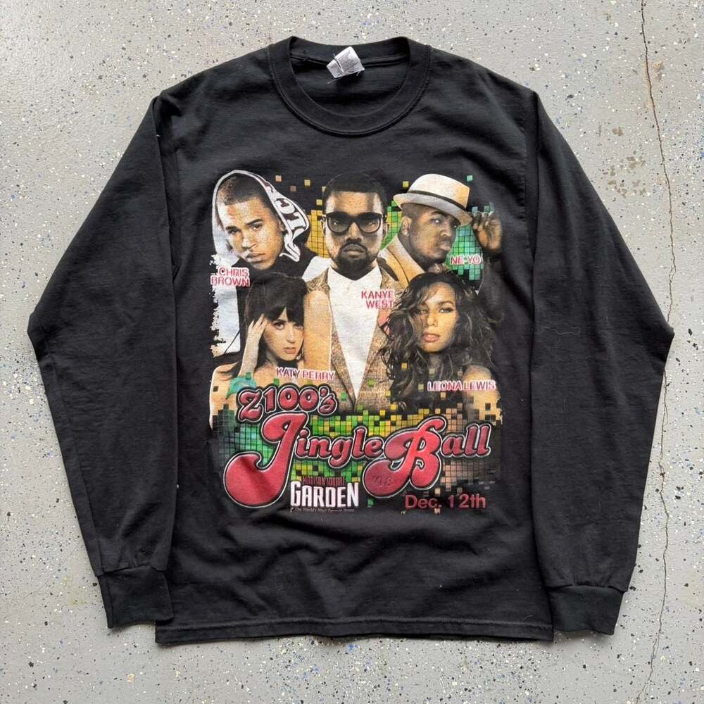 Vintage 2008 Z100 Jingle Ball Long Sleeve Tee, Kanye West Lady Gaga Rihanna, Siz